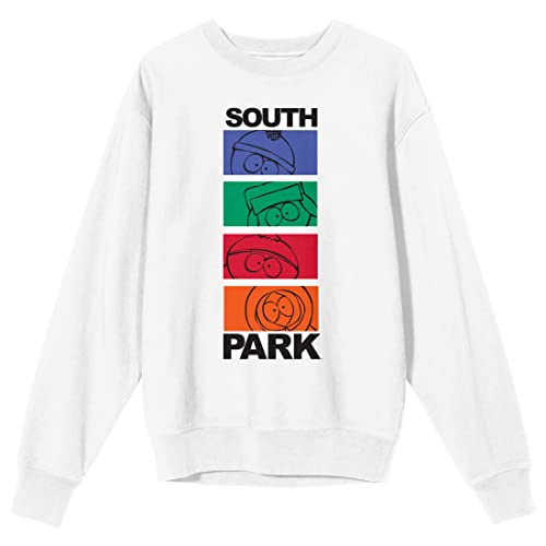 Bioworld South Park Sketch Art Crew Neck Long Sleeve White Adult Sweatshirt