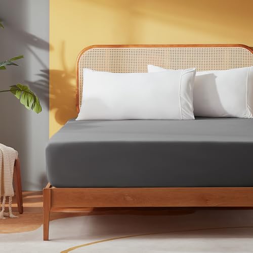 SONIVE Spannbettlaken 90x200cm, Atmungsaktives Bettlaken Gebürstete Jersey Polyester, 30 cm Tiefe Tasche, Hellgrau