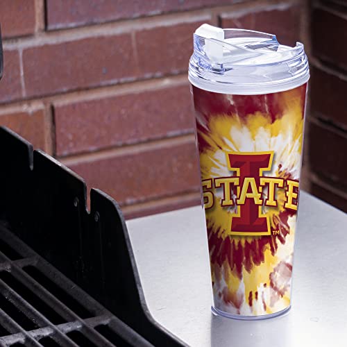 Image of Rico Industries NCAA Glitter 24oz Acrylic Glitter Tumbler with Hinged Lid, Officially Licensed Double Wall Tumbler with Straw