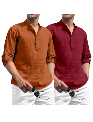 Image of Zombom Men's Kurta || Chinese Collar Long Sleeves || Straight Hip Length Kurtas || Short Kurta for Men || for Festival || Function || Occasion Wear Fancy Kurta for || Best Gifts for Men