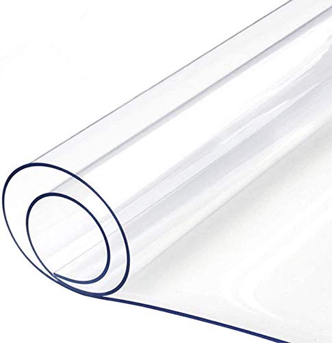 Eralove Rectangle 1.5mm & 2mm Thick Crystal Clear Table Top Protector Plastic Transparent PVC Tablecloth Kitchen Dining Room Wood Furniture Protective Cover (1.5mm, 28 x 52 Inches)