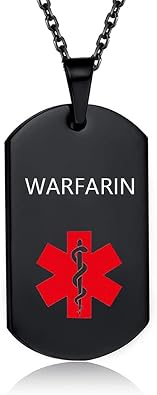 Black Medical Alert Necklace for Men Women Stainless Steel Engraved Medical ID Tag Emergency Med Alert Necklace for Men & Women Medical Jewelry
