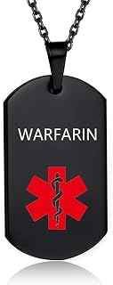 Black Medical Alert Necklace for Men Women Stainless Steel Engraved Medical ID Tag Emergency Med Alert Necklace for Men & Women Medical Jewelry