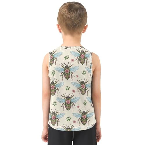 J JOYSAY Cute Animal Flower Leave Boys Tank Top Sleeveless Muscle Shirts Quick Dry Sport Active Workout Kids T-Shirts 3-15T3