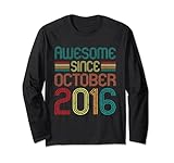 awesome since october 2016 retro 6 years old 6th birthday maglia a manica