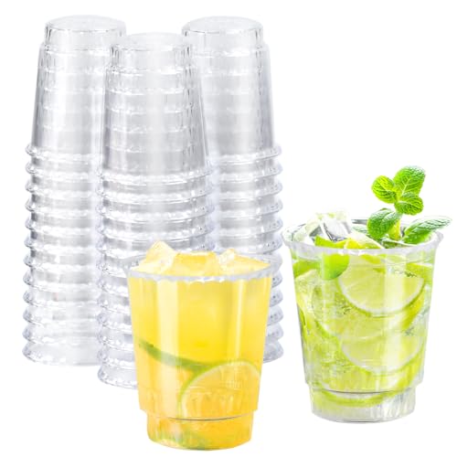 Huucozn 40 Unidades Vasos de Plástico Duro Reutilizables 220ml - Vasos de Plástico Duro Transparente para Bebidas, Jugo, Cóctel y Cerveza - Vaso Duro para Fiesta, Cumpleaños y Bodas - Lavable a Mano