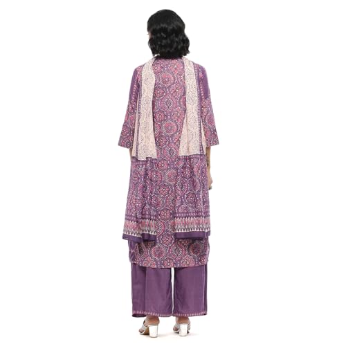 Image of BIBA Women Cotton Printed A-Line Suit Set