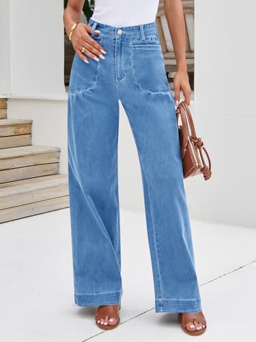 Cicy Bell Womens Wide Leg Pleated Jeans Boyfriend Baggy Stretchy High Waisted Trendy Denim Pants with Pockets - Image 3