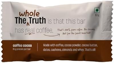 The Whole Truth - Protein Bars - Coffee Cocoa - Pack of 6 (6 x 52g) - All Natural - No Added Sugar