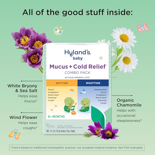 Hyland's Baby Mucus and Cold Relief, Day and Night Value Pack, Infant And Baby Cold Medicine, Decongestant And Cough Relief, 8 Fl Oz - Image 4