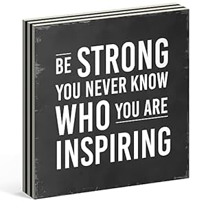 Barnyard Designs Wooden Box Sign Motivational Desk Decor for Women Office Bathroom Shelf Decoration Inspirational Desk Decor Strong