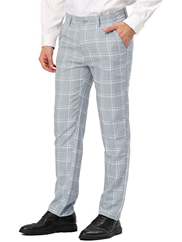 Lars Amadeus Men's Plaid Dress Pants Regular Fit Flat Front Prom Checked Trousers
