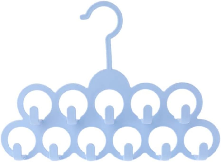 11Holes Clothes Tie Belt Shawl Scarf Hanger Display Holder Closet Organizer Hook (Color : Blue, Size : 21.5 * 29.5cm) (Blue 21.5 * 29.5cm)