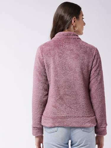 Image of Modeve Women Solid Full Sleeve Fur Standard Length Jacket For Winter