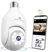 SYMYNELEC Light Bulb Security Camera: Outdoor Wireless WiFi Light Socket Security Cam 360 AI Moti...