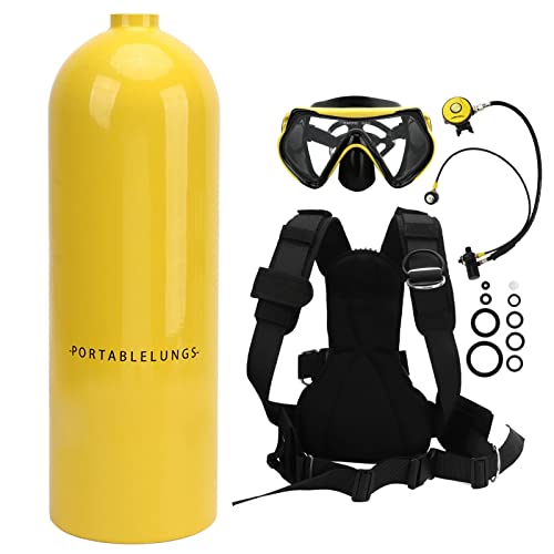 RiToEasysports 4L Portable Tank, Adjustable Shoulder Straps, Valve for Diving Breath Training, 40 to 60-Minute Breathing Duration (Yellow)