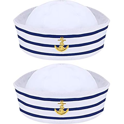 Sailor Hat Navy Yacht Captain Hat Blue with White Sail Hat for Costume Accessory (2 packs) Cover