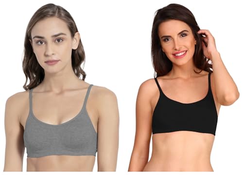 Image of Jockey SS12 Women's Wirefree Non Padded Super Combed Cotton Elastane Stretch Full Coverage Beginners Bra with Adjustable Straps (Pack of 2)