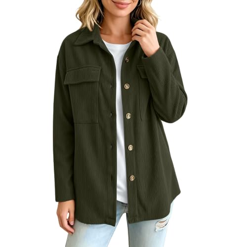 Corduroy Shirt Women Long Sleeve Button Down Oversized Jacket - image 7