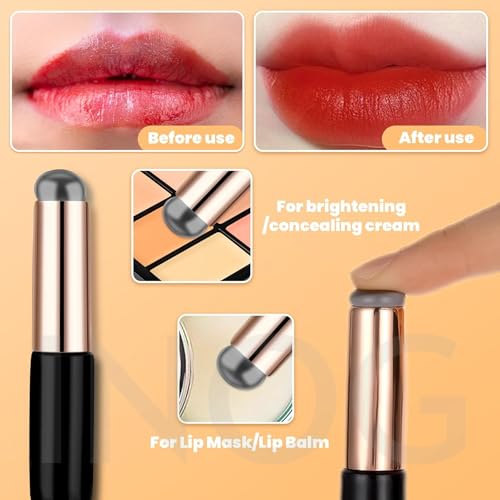 Image of INOG 2pcs Silicone LipBrush SiliconeLip Applicator with Cap Elastic Silicone Lip Balm Applicatorr Reusable LipMask Applicator Lips Smudge Brush for Lipstick LipGloss LipTint Lip Mask LipMakeup Brush (Black)