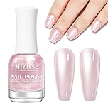 MIZHSE Pearl Nail Polish, 15ml Pink Quick Drying & Long Lasting Nail Varnish No Need UV Lamp for DIY Nail Art At Home Salon Manicure