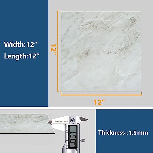 Image of Arkit Floor Tiles - 3D Vinyl Wall Floor Tile Stickers | Self-Adhesive PVC Waterproof for Kitchen Bathroom | Wall Decor Wallpaper (White, 4), 12 Centimeters