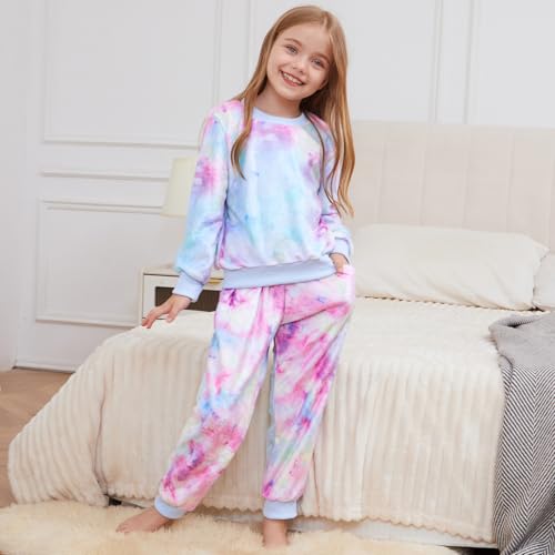 QPANCY Matching Doll & Girls Fleece Pjs Set kids Fall Winter Long Sleeve Sleepwear 2 Piece Pajamas3