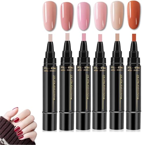 Stylo Vernis à Ongles 6 Couleurs, Nail Pen, Stylos Vernis à Séchage Rapide, Verni à Ongles Sans UV, Accessoires De Peinture Pour Manucure Professionnelle...
