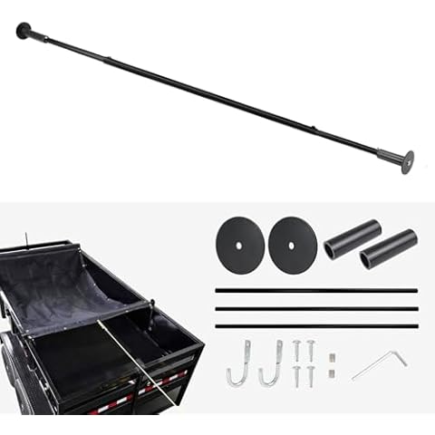 HUAALIUCHE Heavy Duty Dump Trailer Tarp Retention Bar Set with Screws & Hex Key, 79"-114" Adjustable High-Strength Metal Rear Anti-Sail Bar Kit, Durable Tarp System Accessory (No Tarp Included) Cover