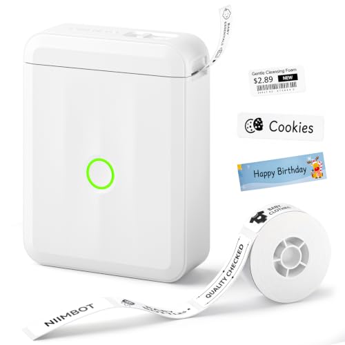 NIIMBOT D110 Bluetooth Label Maker Machine with 1Tape for Home Use, White | Handheld Thermal Label Printer, Inkless Printing & Creative App, Sticker Maker for Home Storage and Kid School Supplies