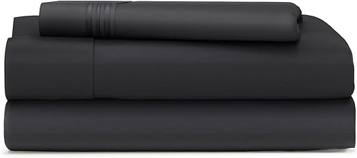 Cosy House Collection Everyday 1500 Series Bed Sheet Set - Ultra Soft & Cool Hotel Luxury Bedding - Deep Pocket - Wrinkle, Stain and Fade Resistant - 3 Piece Set (Twin, Jet Black)