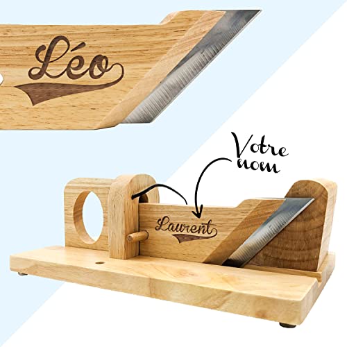 KDO MAGIC - Guillotine Saucisson personnalisé - Trancheuse gravée avec votre texte - Guillotine apéro Personnalisable - Cadeau Papa, Homme, Noël - Idée cadeau fête...