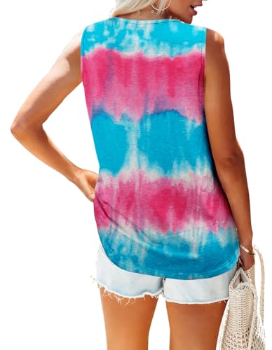 KISSMODA Tank Tops for Women Summer Casual Sleeveless Shirts Dressy Trendy V Neck Tunics Loose Notched Blouses S-3XL