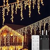 BESCOST Guirlande Lumineuse Exterieure Noël 10 m 400 LED, 8 Modes Rideau lumineux d'exté...