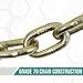 Boxer Heavy Duty Transport Chain with Clevis Hooks, ¼” x 20ft Grade 70 12,600lbs Breaking Strength - Tie Down for Trucks, Trailers, Tractors