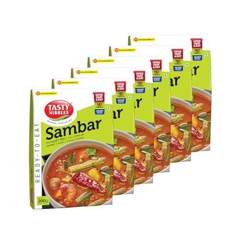 Image of Tasty Nibbles Ready to Eat Sambar Curry 200g | Open Heat & Eat | Vegetarian | No Added Preservatives | Japanese Retort Technology [Pack of 6]