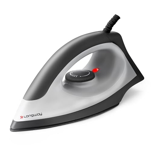 Longway Kwid Light Weight Non-Stick Teflon Coated Dry Iron, Electric Iron for Clothes (1100 Watt, Black)