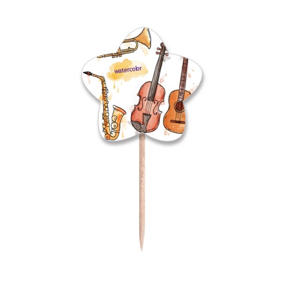 Cure-dents drapeaux musique aquarelle cupcake picks étoile pour gâteau