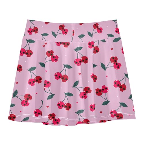 Girls Skorts High Waist Athletic Skirts with Shorts Skeleton Cherry Stretchy Teens Performance Tennis3