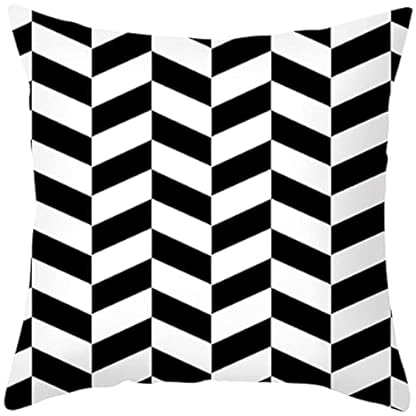 AMDXD Kissenbezug 40x40cm, Schwarz Weiß Dekokissen in Polyester mit Schwarz und Weiß Kariert-Nähte Muster für Bänke Autos, Bequem Haus Dekor