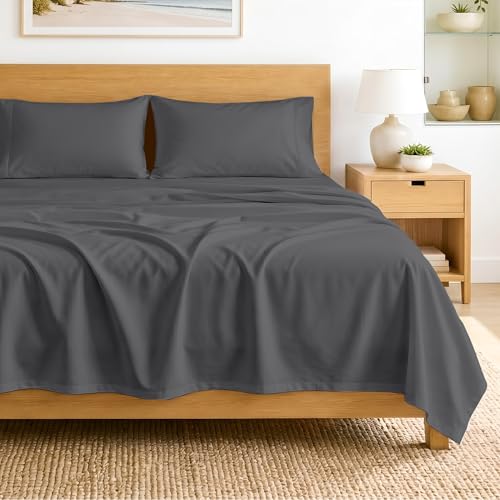 Image of SGI bedding RV Short Queen Sheet Set 60x75, 600 TC Egyptian Cotton, 4 Piece Luxury Hotel Collection, Ultra Soft & Breathable, Fits RV Mattress Camper & Trailer, 15 Inch Pocket, Dark Gray