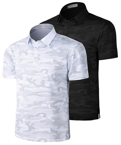Derminpro Men’s Camo Golf Shirts Moisture Wicking Short/Long Sleeve Dry Fit Golf Polos