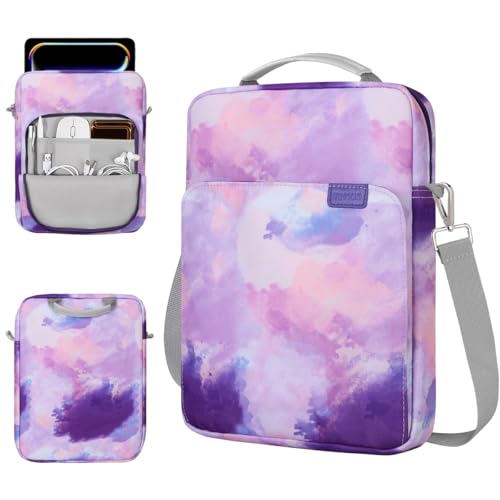 TiMOVO 13 Pulgadas Funda para Tableta Bolso con Bandolera para iPad Air 13", iPad Pro 13"/12.9", Galaxy Tab S9+/S9 Plus/S10+/S10 Plus/S9 FE+/S9 FE Plus 12.4", Acuarela Violeta