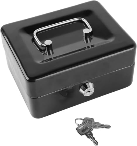 ECVV Small Cash Box with Lock and Slot | Moneybox Metal Coin Bank Piggy Bank For Adults and Kids |12.5cmx9.5cmx6cm||Random Color|