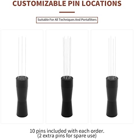 Ezebesta Upgraded WDT Tool with Good Packaging No Sharp Needles Coffee Grounds Needle Distributor for Espresso Stirring Distribution (Black)