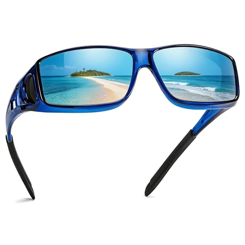 TJUTR Polarized Fit-Over Sunglasses for Men & Women, Wraparound UV400 Protection Over Prescription Glasses for Driving TS2611