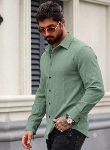 Image of Men Popcorn Shirt Trendy Stylish Casual Look Formal Office Office Party Daily Use Comfortable Fashion Shirt Outfit