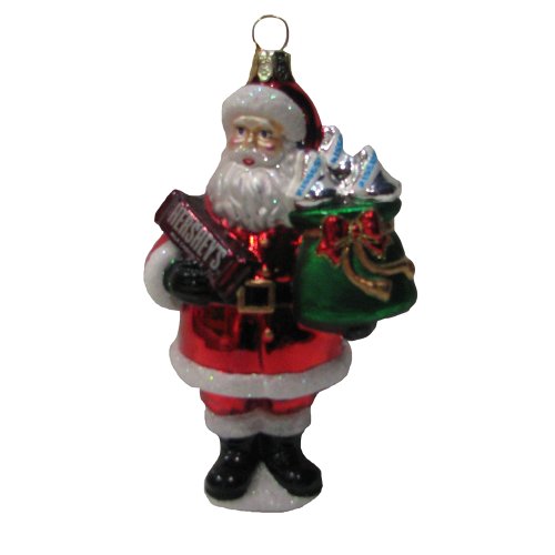 Hershey Kurt Adler Glass Santa Bar Ornament, 5-Inch
