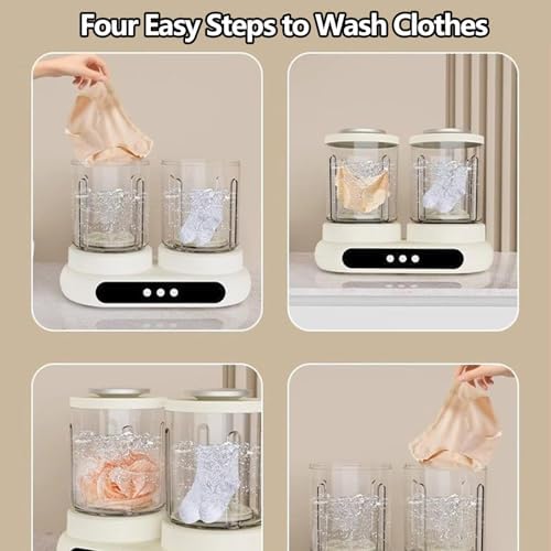 Portable Mini Washing Machine - 3L Twin Chamber, 8-Wave Dual-Direction Cleaning, Ideal for Small Households & Travelers, Compact & Efficient Washing Cup for Hygiene