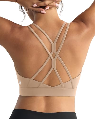 Image of RUNNING GIRL Sports Bras for Women,Strappy Crisscross Back Padded Low Impact Running Sports Bra with Removable Cups